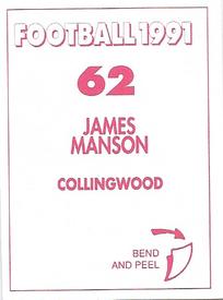1991 Select AFL Stickers #62 James Manson Back